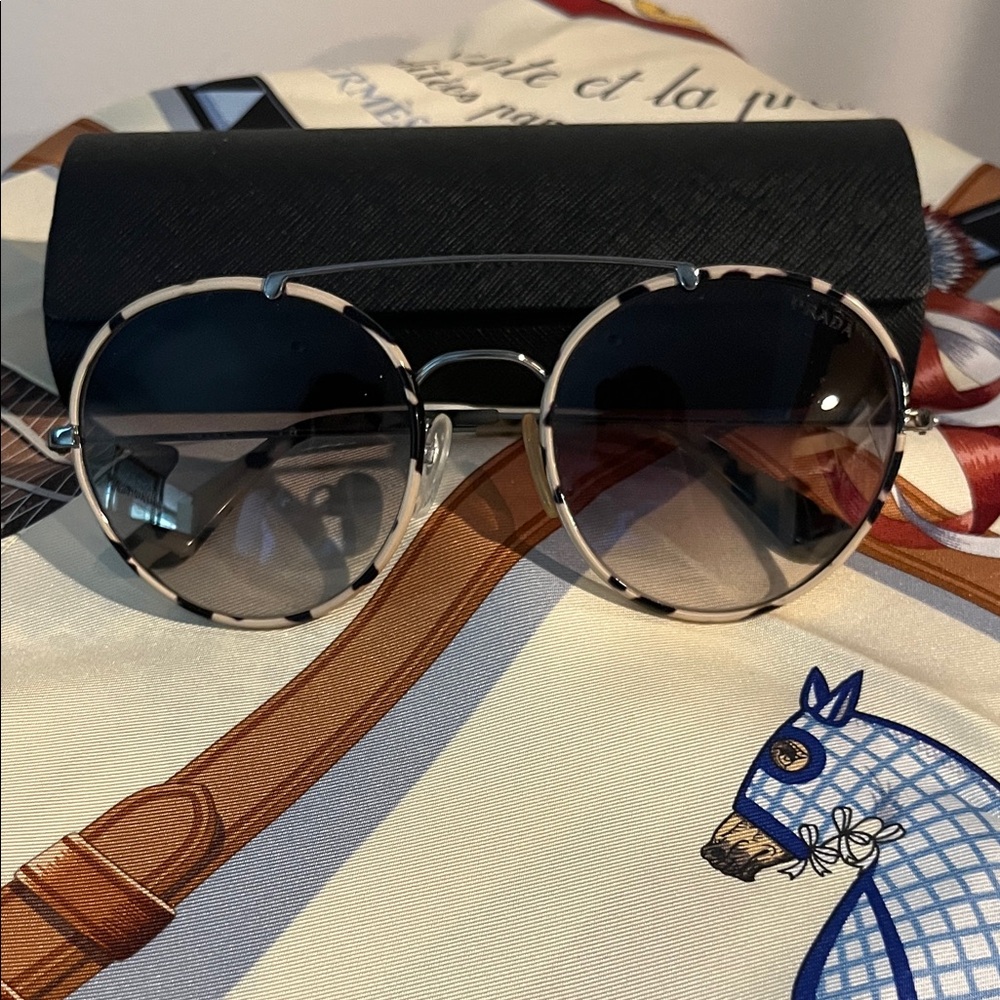 Prada Tortoiseshell Round Sunglasses
